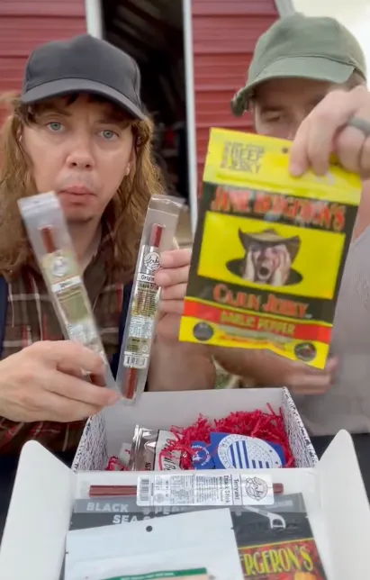 Buzz and Butch in a sponsored TikTok for Dollar Jerky Club