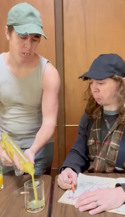 Buzz and Butch in a sponsored TikTok for Wine Savant